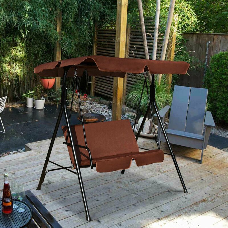 Mondawe 2 Person Weather Resistant Canopy Swing for Porch Garden Backyard Lawn