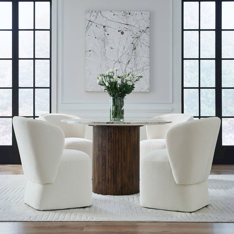 Liberty Furniture Accent Dining Chairs with Castors - Rounded Arm - Ivory Upholstry - Set of Four image number 8