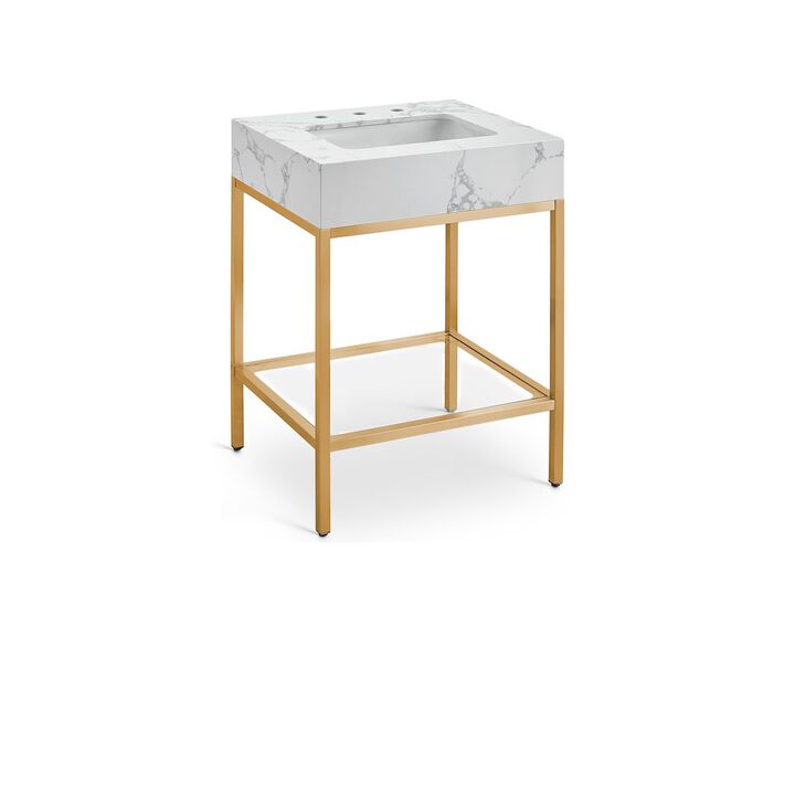 Meridian Furniture Marmo White Engineered Marble Bathroom Vanity