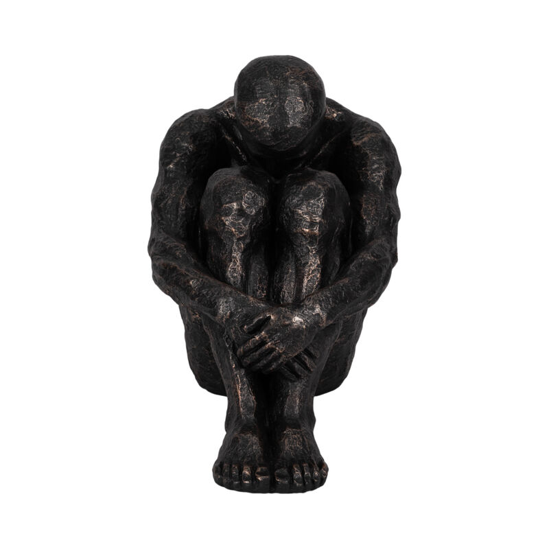 16" Sitting Man, Bronze image number 2