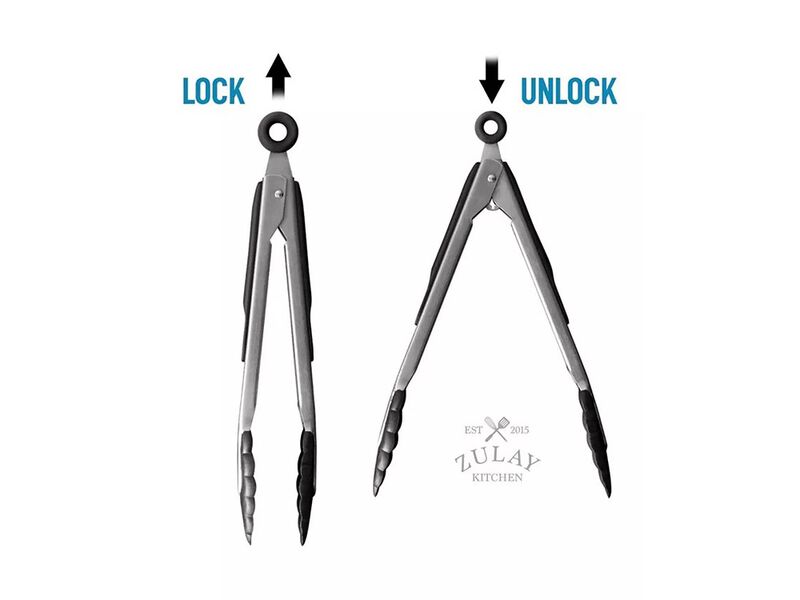 Zulay Kitchen Premium Set of Stainless Steel Tongs 2-Pc. image number 6