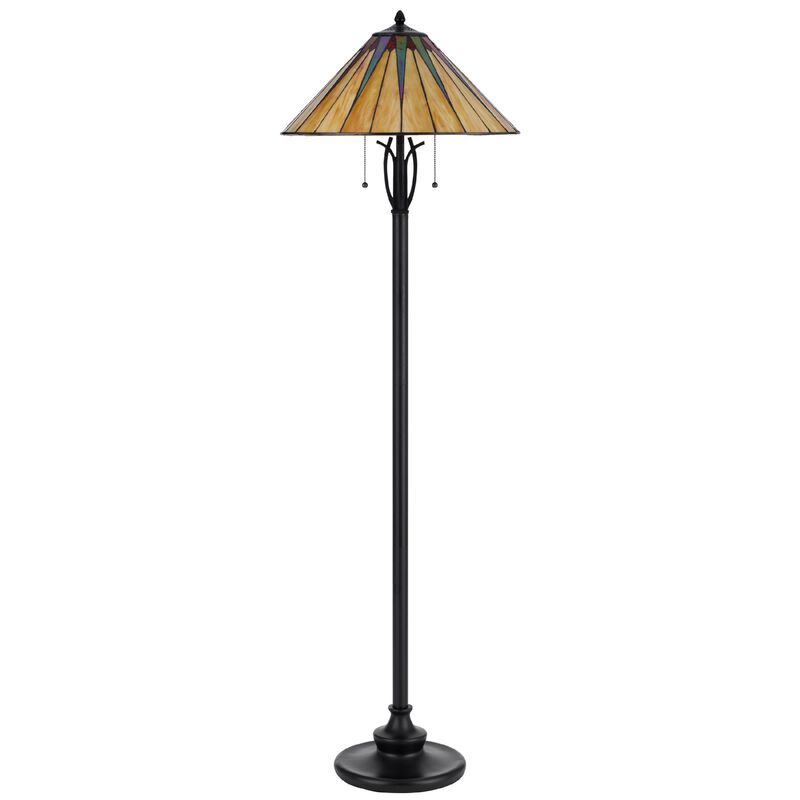 Eli Floor Lamp, Stained Tiffany Glass Shade, Hand Painted, Bronze 61 Inch image number 4