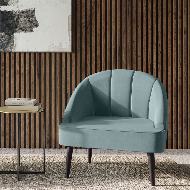 Harrah 33 inch Wide Contemporary Accent Chair in Seafoam Blue Velvet fabric