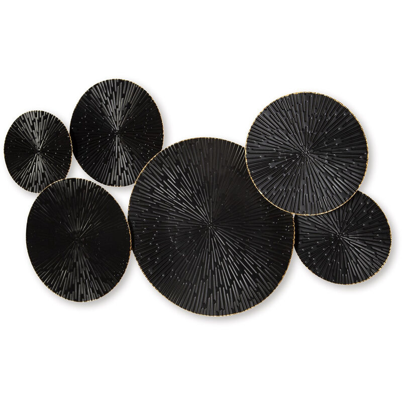 Decorative Wall Art, Geometric Metal Sculpture 21x36 Black and Gold image number 3