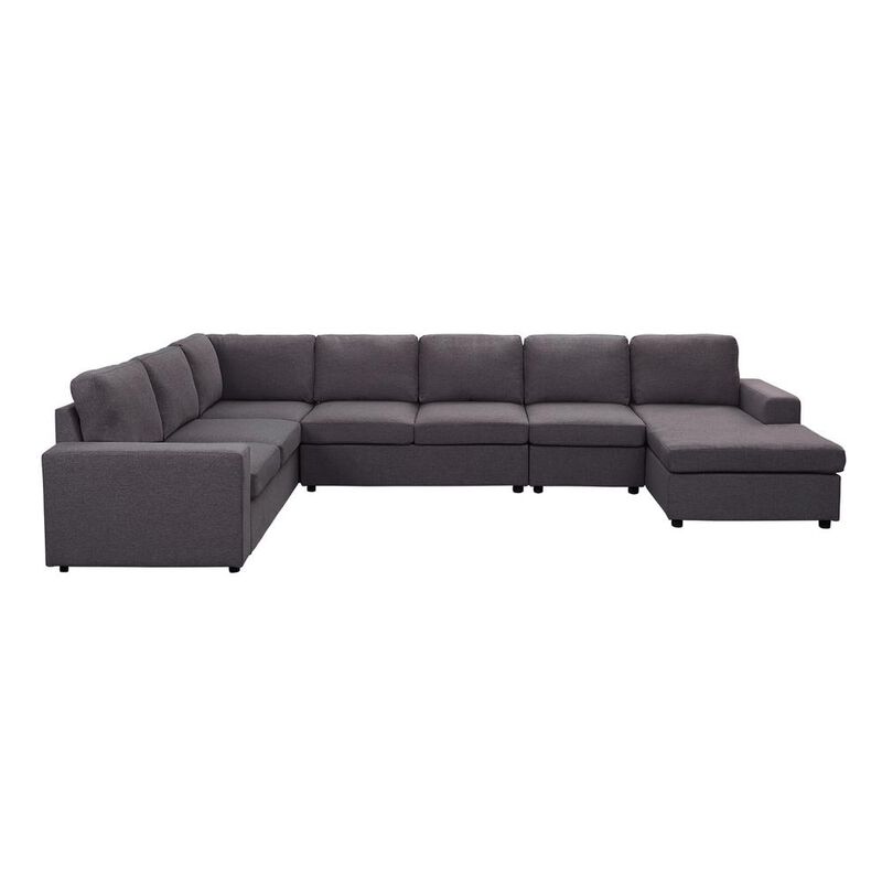 Lilola Home LILOLA Tifton Modular Sectional Sofa with Reversible Chaise in Dark Gray Linen