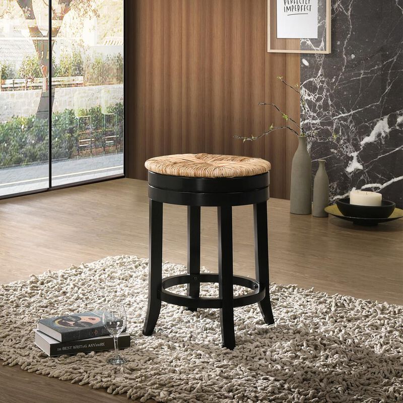 Carolina Living Irving 24 Swivel Rush Seat Counter Stool - Antique Black