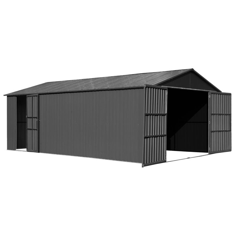 Mondawe 12x20FT Outdoor Metal Garage Shed, Extra Large Metal Carport with Lockable Double Hinged Doors image number 0