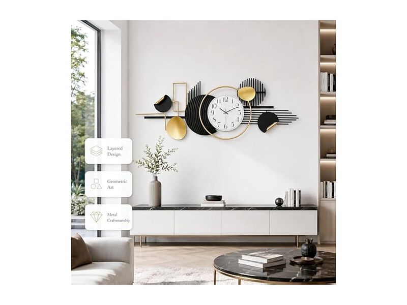Metal Layered Geometric Install Vertical Wall Clock 59 Inch Silent image number 2