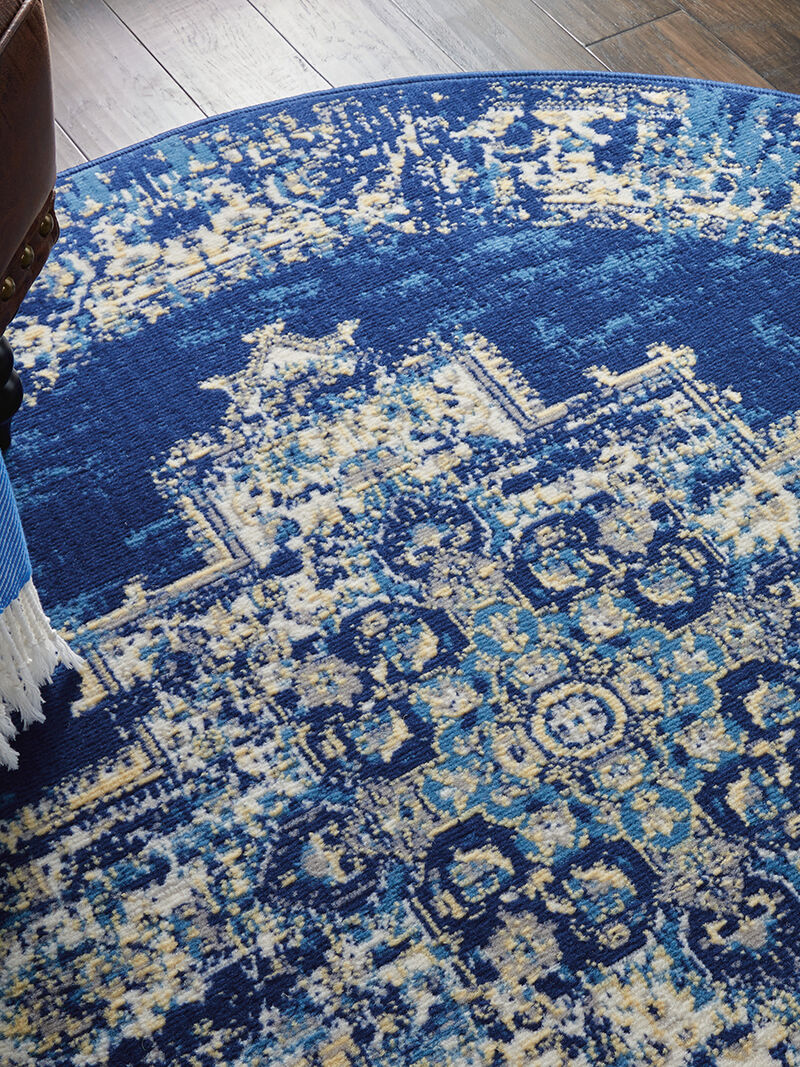 Grafix GRF14 Navy/Blue 5'3" x Round Rug