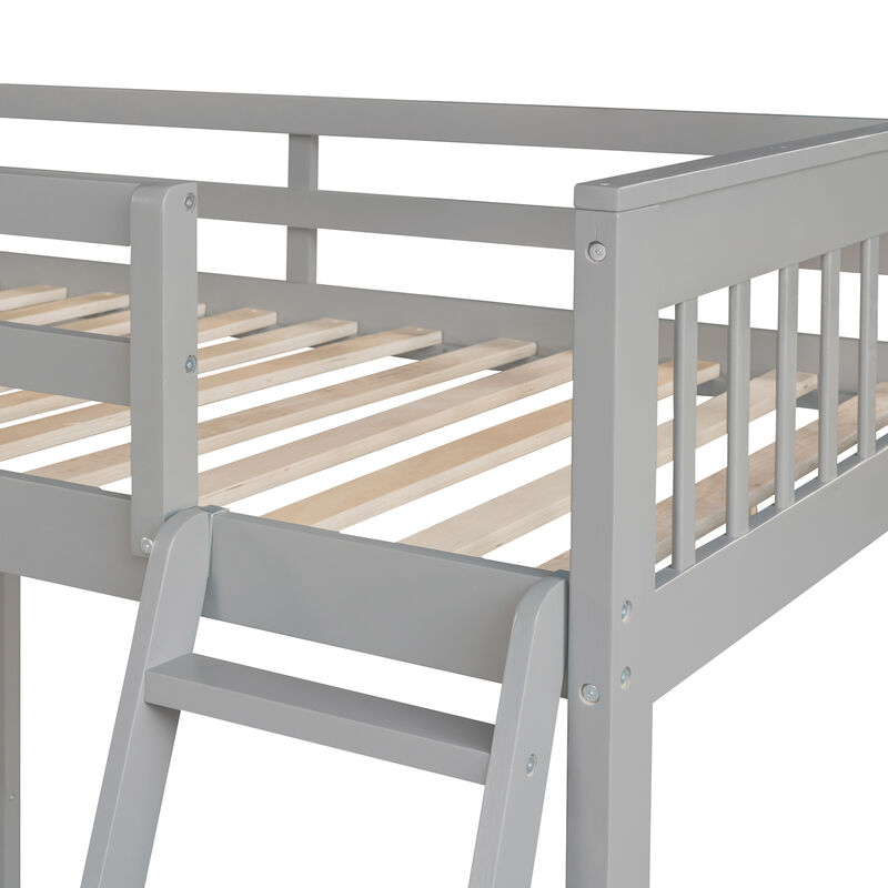 Merax Twin over Full L-Shaped Bunk Bed With 3 Drawers, Ladder and Staircase