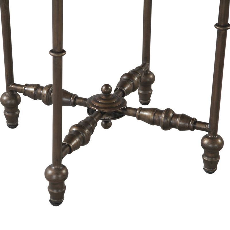 World Interiors Ozark 20" Side Table with Floral Horn Inlay and Iron image number 3