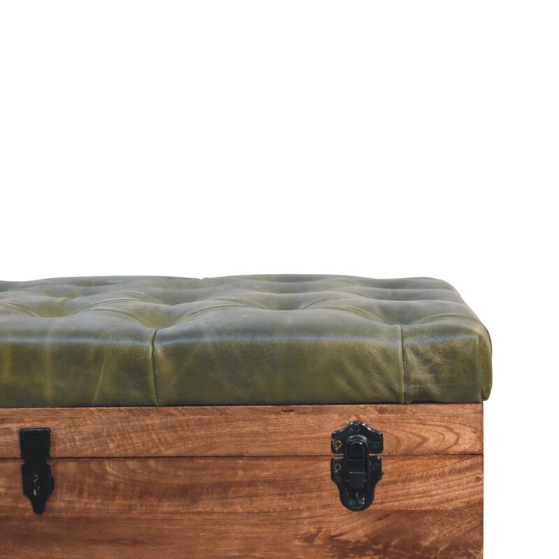 Aritsan Furniture Solid Wood Roasted Almond Storage Trunk Bench, Brown image number 2