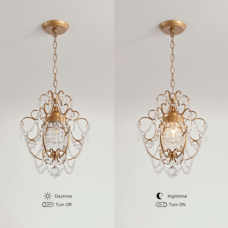 Dalia Glam 1 Light Brushed Brass Mini Crystal Chandelier image number 5