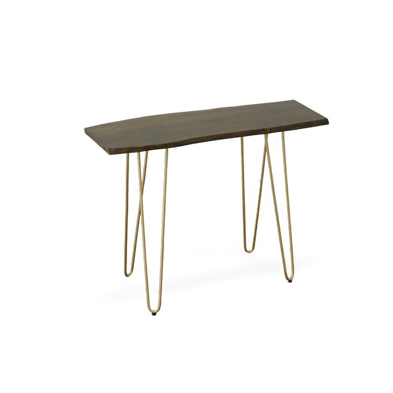 Carolina Living Seti Live Edge Console Table - Elm Top - Gold Base