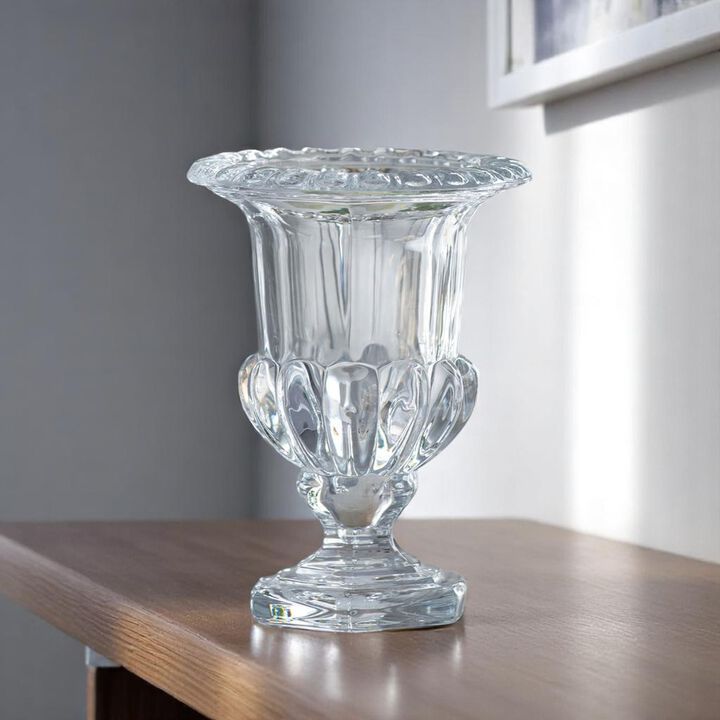 HomeRoots Set of Two Clear Glass Urn Table Vases