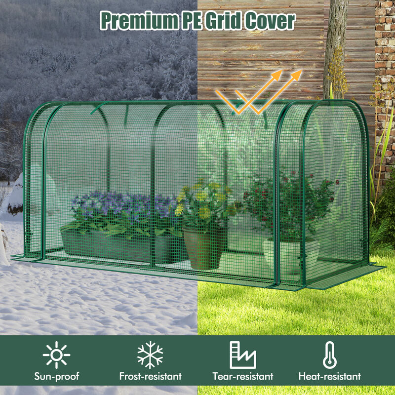 Mini Tunnel Greenhouse with Roll-Up Zipper Door for Easy Access and Protected Plant Growth