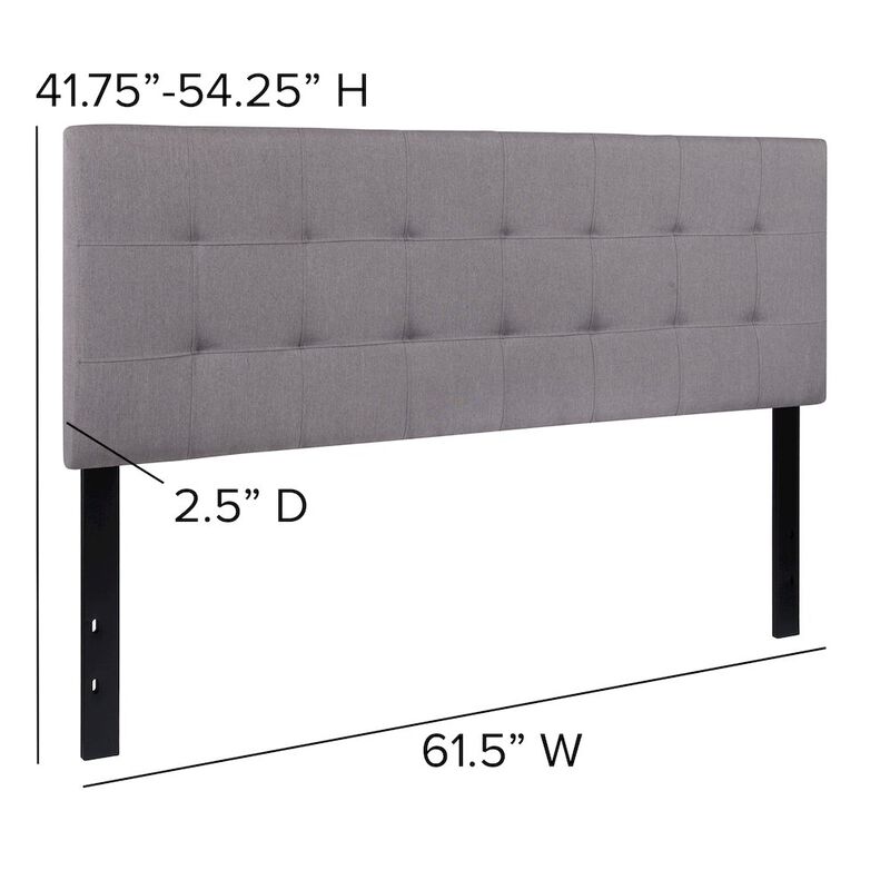 Flash Furniture Tufted Upholstered Queen Size Headboard in Light Gray Fabric image number 2
