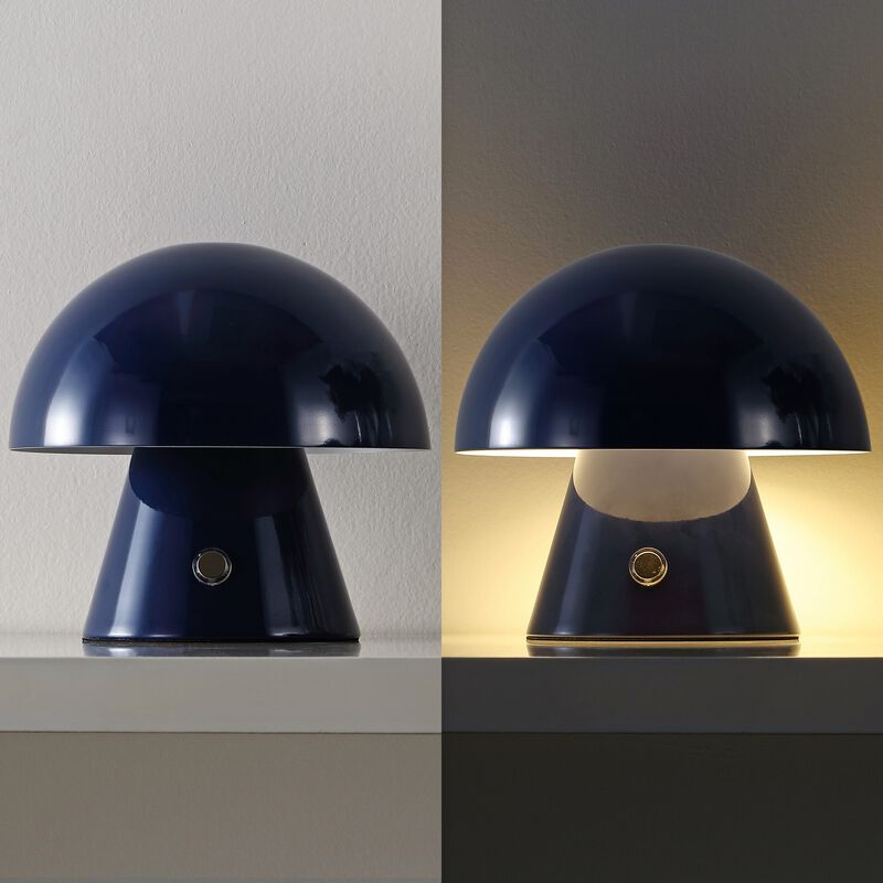 Porcini Contemporary Bohemian Rechargeablecordless Iron Integrated LED Mushroom Table Lamp