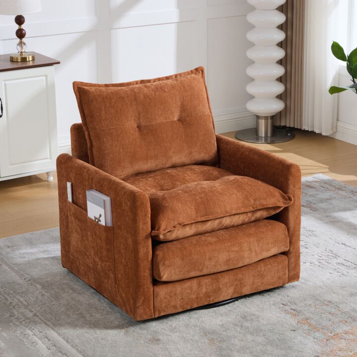 Secra Modern Chenille Swivel Accent Chair