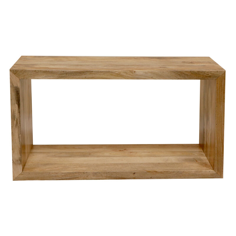 Keli 52 Inch Mango Wood Sideboard Console Table, Open Cube, 1 Shelf, Natural Brown