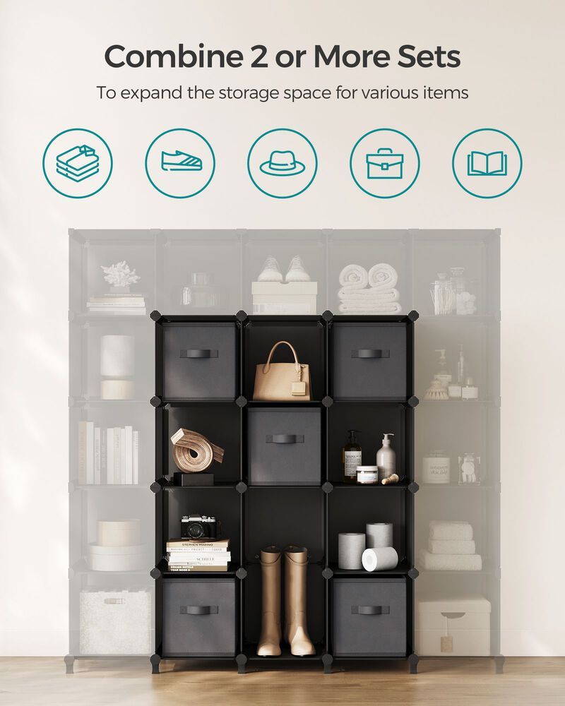 Elegant 12-Cube Storage Unit with Adjustable Shelving