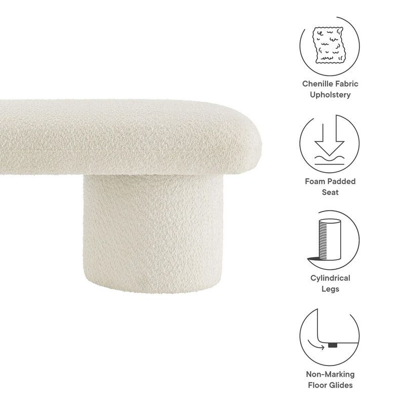 Modway Orla Chenille Upholstered Bench in Cream image number 3