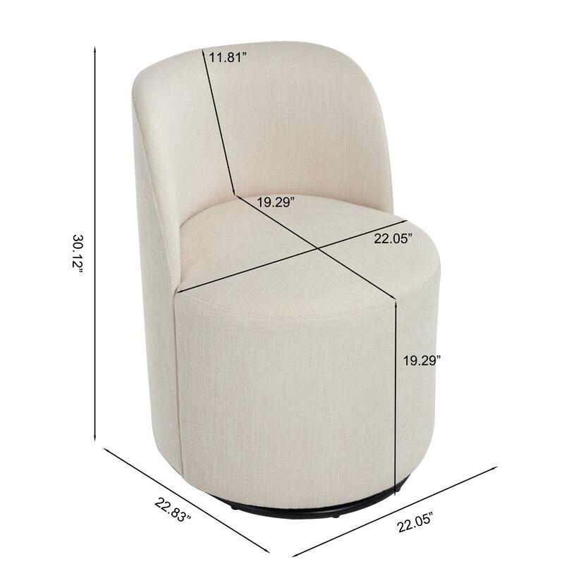 Modern Swivel Barrel Dining Chair, Linen Upholstered Armless Accent Chair image number 3