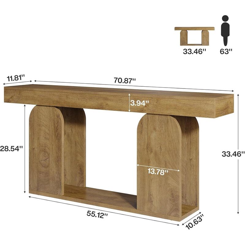 Tribesigns Country Rustic Wood Console Table image number 4