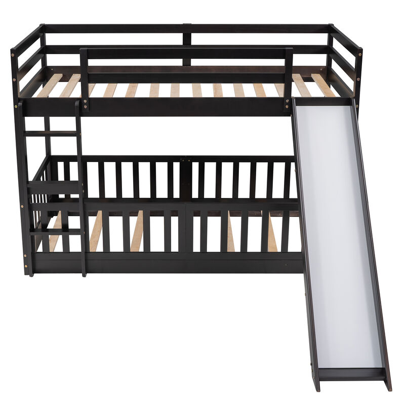 Merax Twin Over Twin Bunk Bed with Slide and Ladder