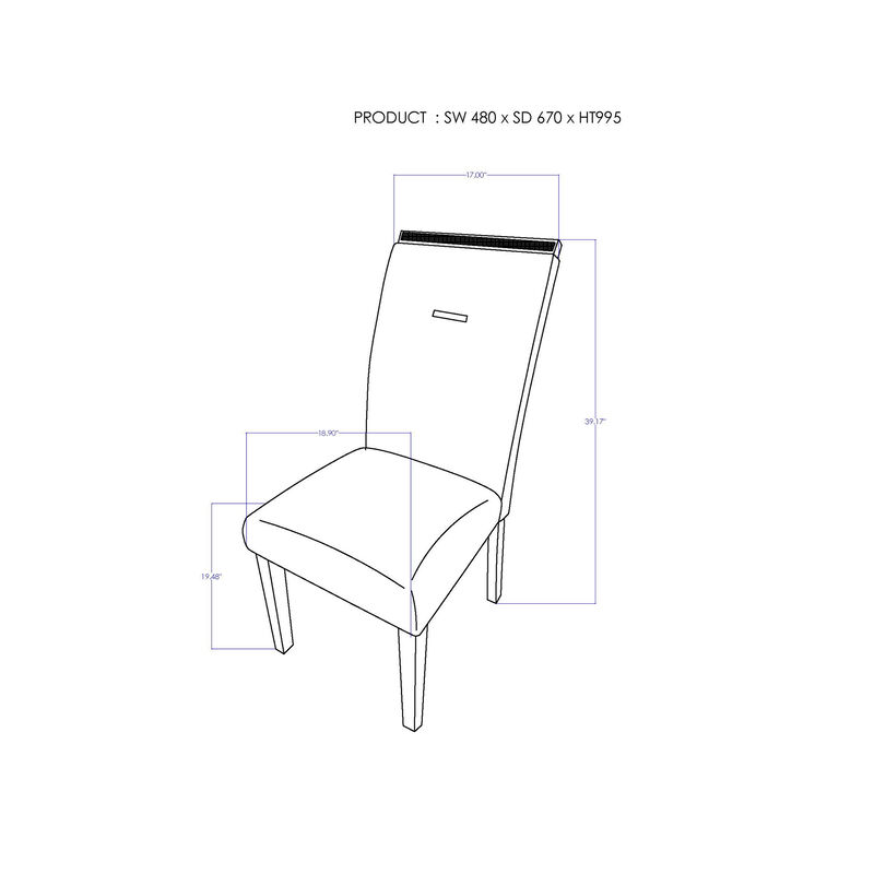 Monaco Dark Grey Upholstered Dining Chairs Set of 2 image number 4