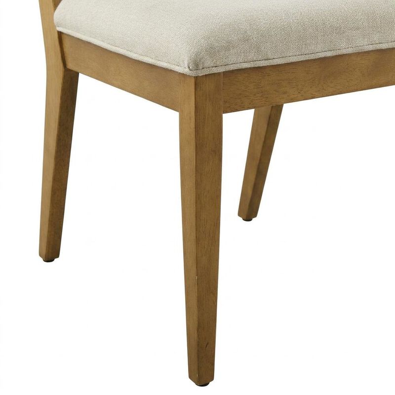 Faux Rattan Fabric Modern Dining Room Chairs, Heathered Weave Ivory, Set of 2 image number 6