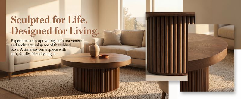 Stakda Round Fluted Coffee Table image number 8