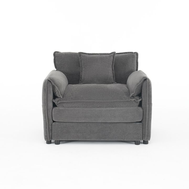 Oversized 41.73" Sofa Chair, Modern Upholstered Armchair with 1 Toss Pillow, Modular Sectional Sofa for Living Room,Grey