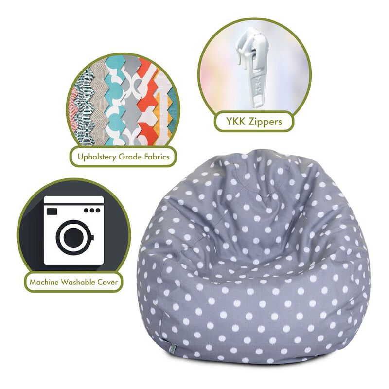 Majestic Home Goods Large Bean Bag Ikat Dot Gray