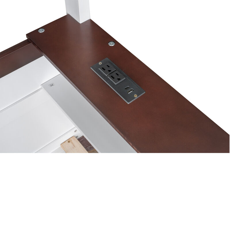 Merax Wooden Bunk Bed with Built-in Shelves