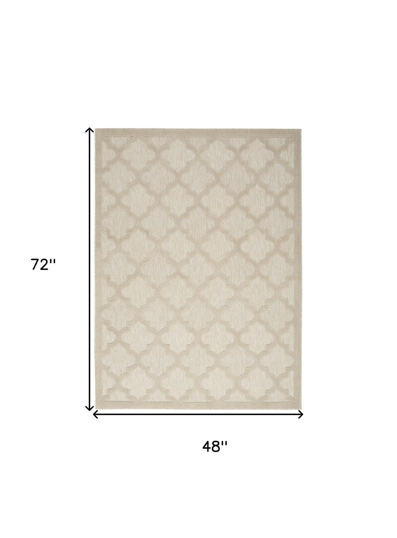 HomeRoots 4' X 6' Cream And Beige Trellis Indoor Outdoor Area Rug image number 5