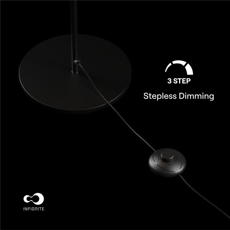 Sculptural Curve 24W LED Floor Lamp 51 in. - 3000K Warm White - Stepless Dimming in Matte Black