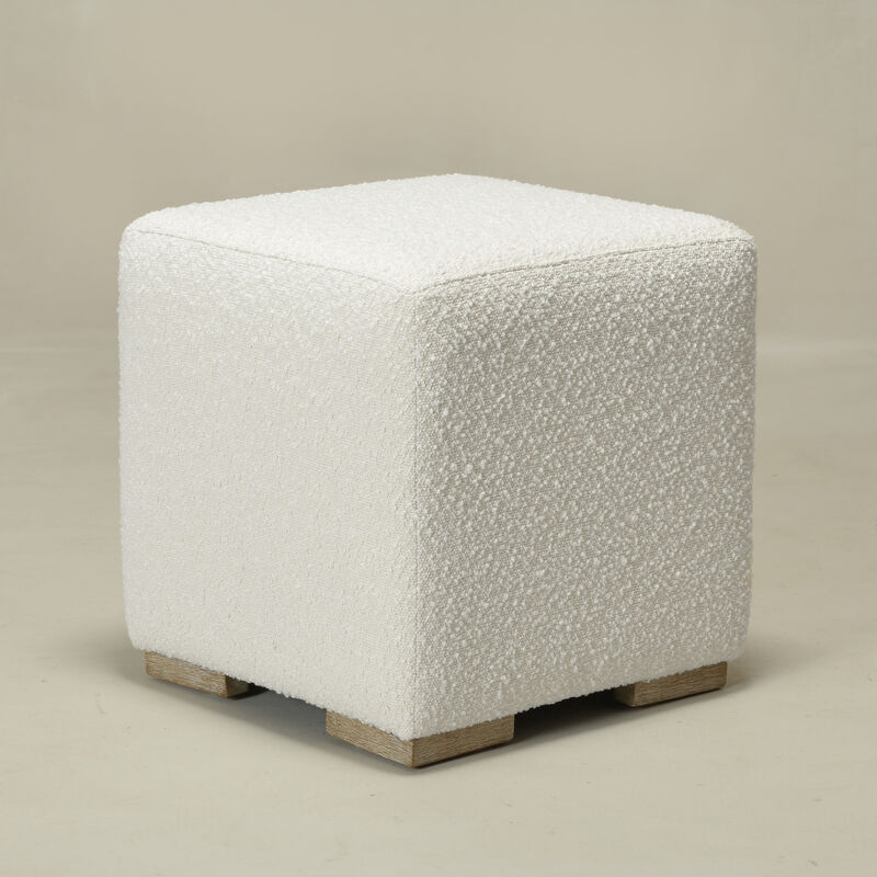 KINWELL 18.5" W Square Boucle Upholstered Ottoman Entryway Footstool image number 7