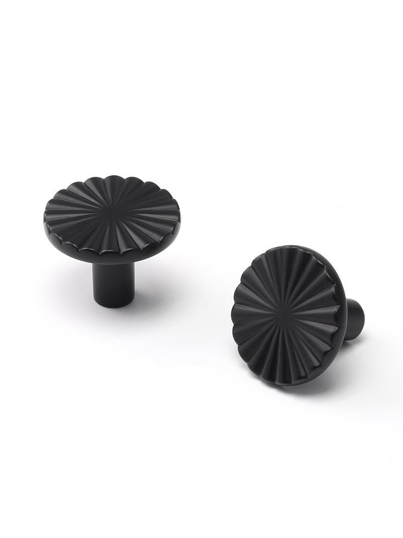 JIASENBAO 5 Pack Black Cabinet Knobs Matte Black Flat Drawer Pulls Kitchen Cupboard Bathroom Dresser Cabinet Hardware Handles Zi