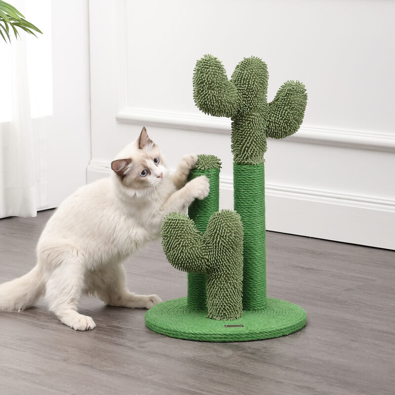 Marfa Modern Jute Triple-Cactus Cat Scratching Post with Fuzzy Toy