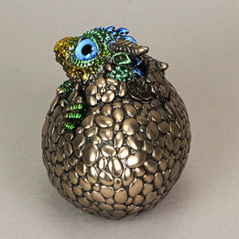 Bronze Finish Dragon Hatchling Figurine With Hand Painted Color Accents image number 7