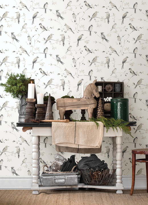 Birdsong Grey Trail Wallpaper