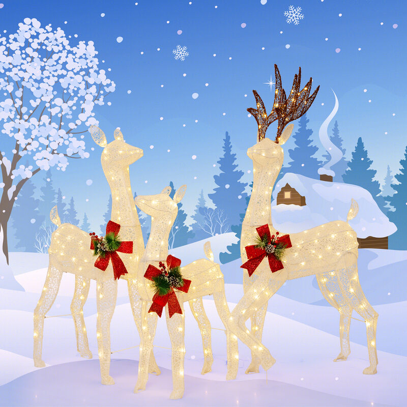 3-Piece Pre-lit Christmas Reindeer Family with 230 Warm White LED Lights image number 2