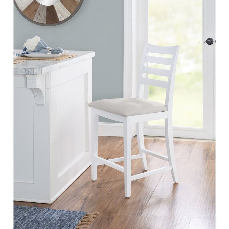 Linon Flynn Counter Stool White Upholstered Set Of 2 image number 2