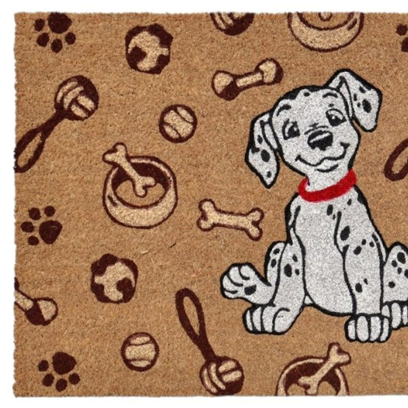 HomeRoots 18" X 30" Beige and White Coir Dog Outdoor Door Mat image number 3