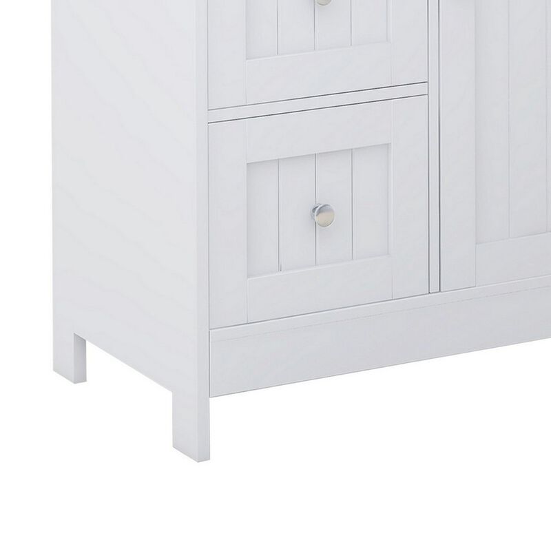 39 Inch Storage Cabinet with 3 Drawers, 1 Open Shelf, Crisp White Finish-Benzara