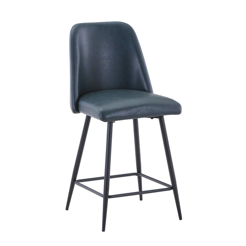 Jofran Mid-Century Modern Faux Leather Upholstered Counter Height Barstool (Set of 2)