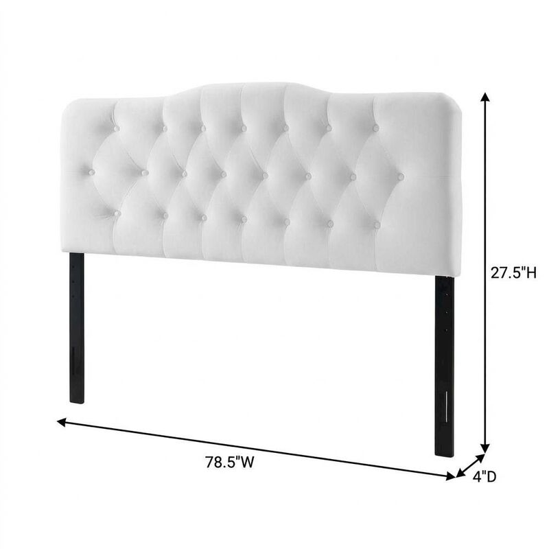 White Velvet Tufted Headboard with Diamond Pattern and Durable Upholstery image number 1