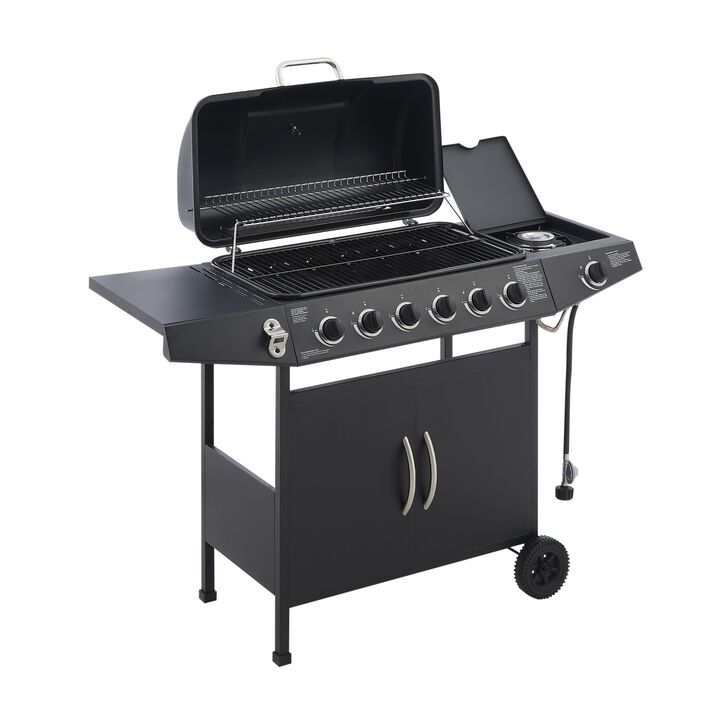 Zemzap 6-Burner Propane Gas Grill with Side Burner