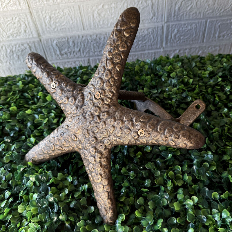 12 inch Cast Iron Starfish Hose Holder Bronze Finish Coastal Garden Yard Decor image number 5